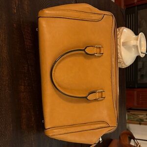 Women's Tan Leather Satchel with Top Handles